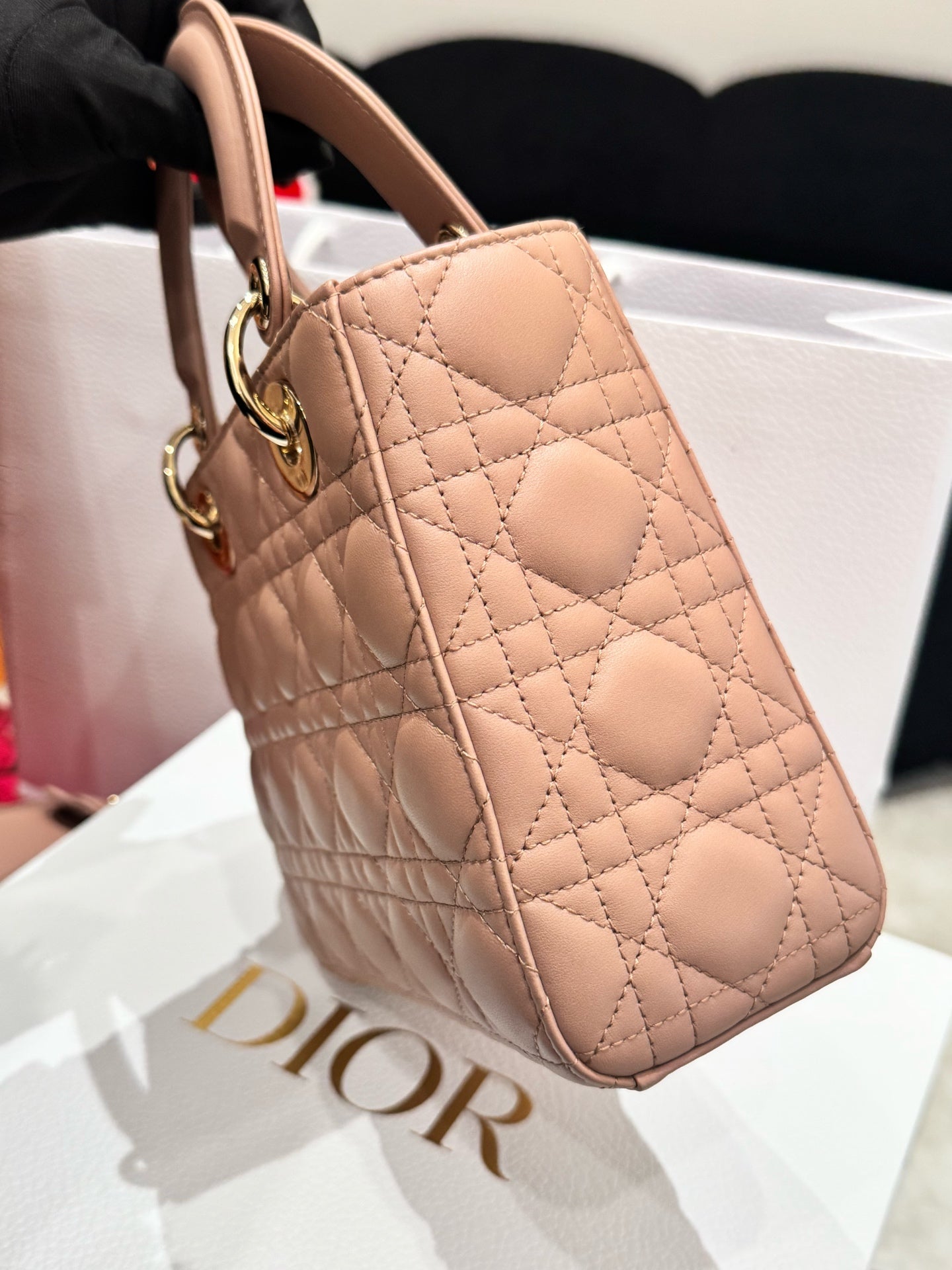 Dior - Lady Dior - Lambskin leather - Nude pink - (Small)
