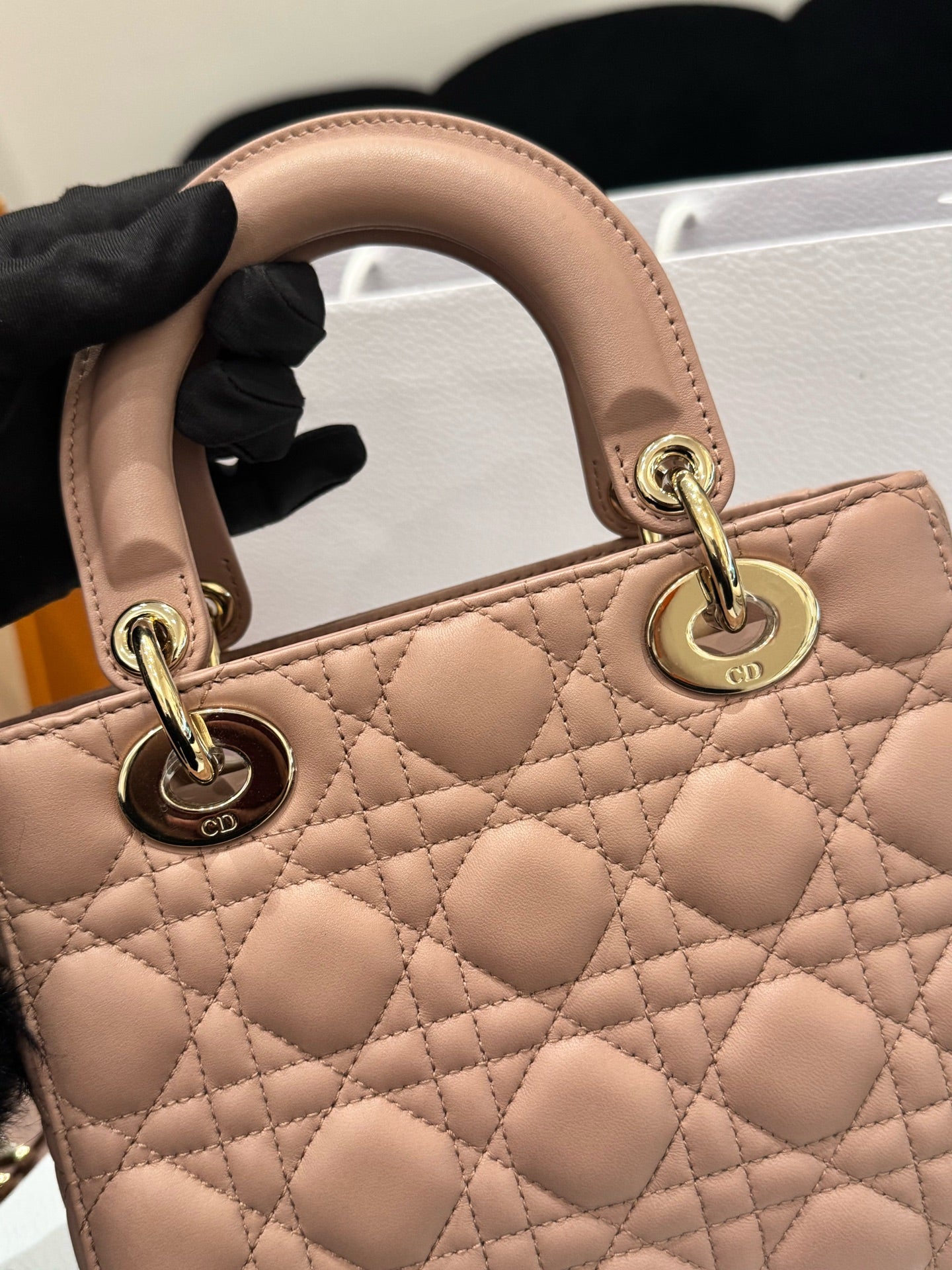 Dior - Lady Dior - Lambskin leather - Nude pink - (Small)