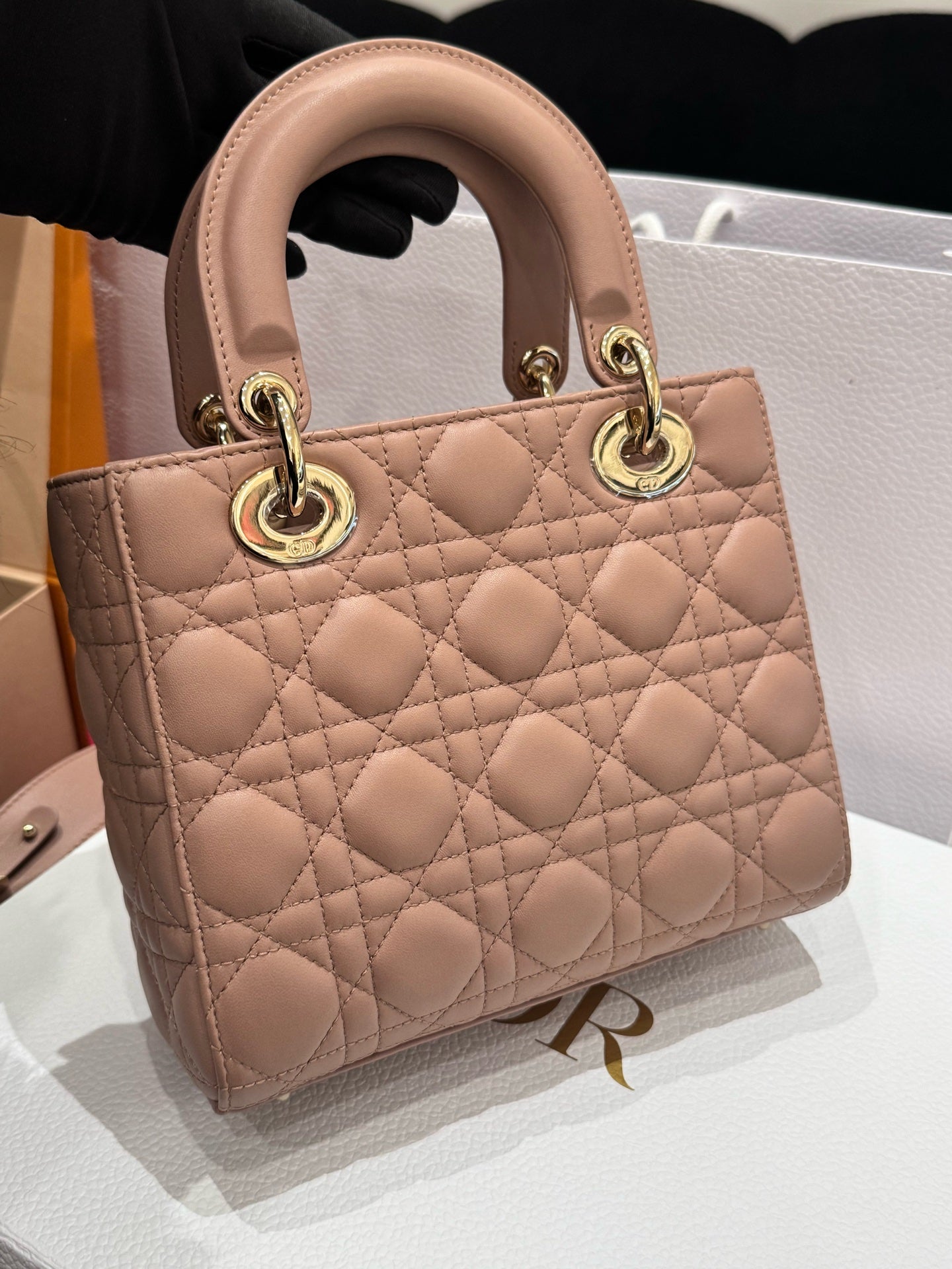 Dior - Lady Dior - Lambskin leather - Nude pink - (Small)