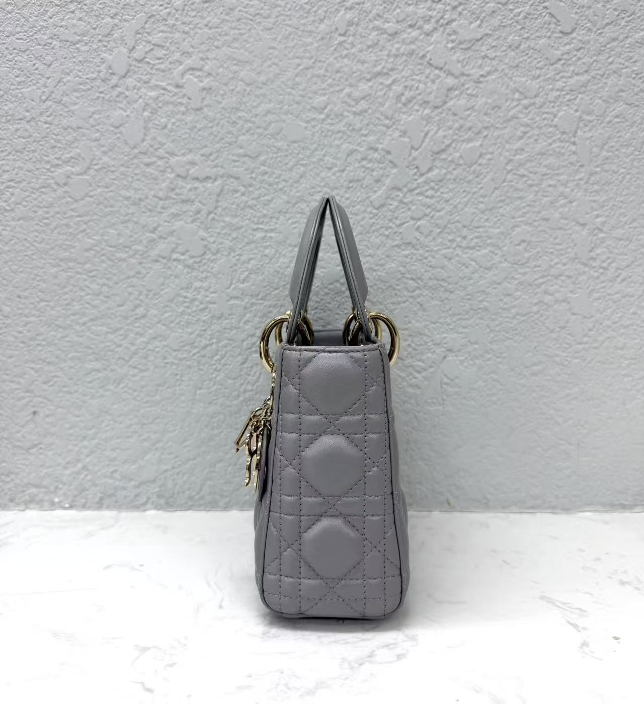 Dior - Lady Dior - Lambskin leather - Pearlescent Grey - (mini)