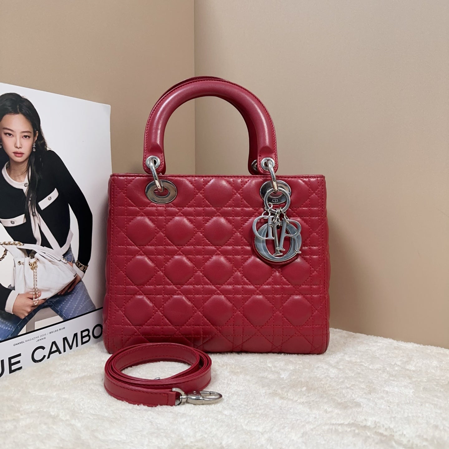 Dior - Lady Dior - Lambskin leather - Red - (Medium)