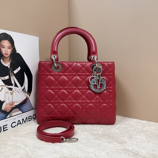 Dior - Lady Dior - Lambskin leather - Red - (Medium)