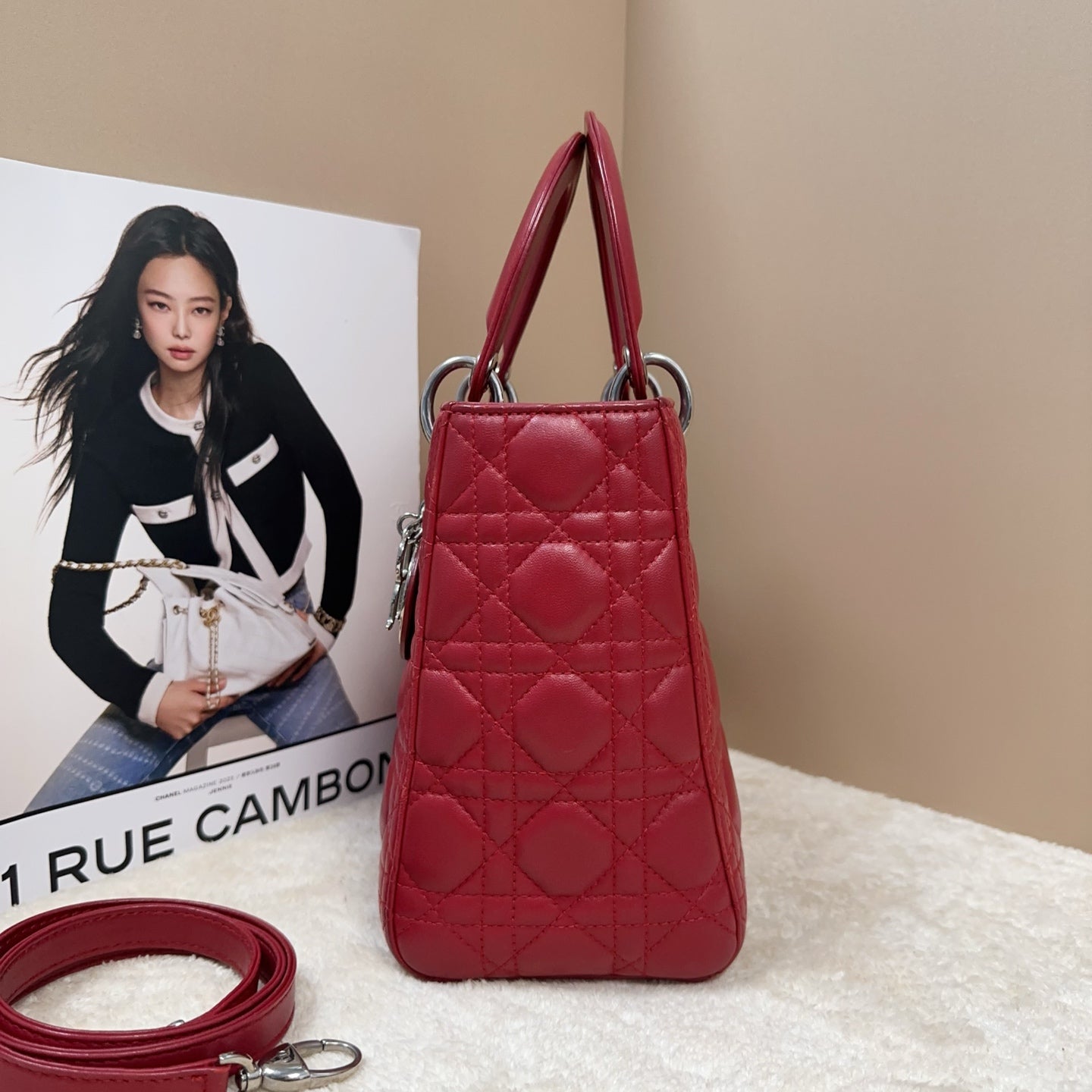 Dior - Lady Dior - Lambskin leather - Red - (Medium)