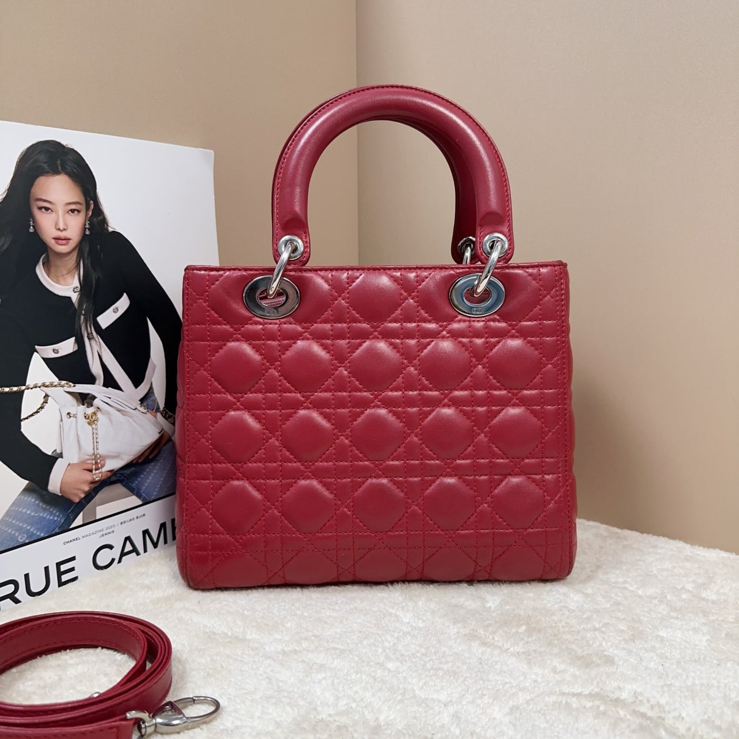 Dior - Lady Dior - Lambskin leather - Red - (Medium)