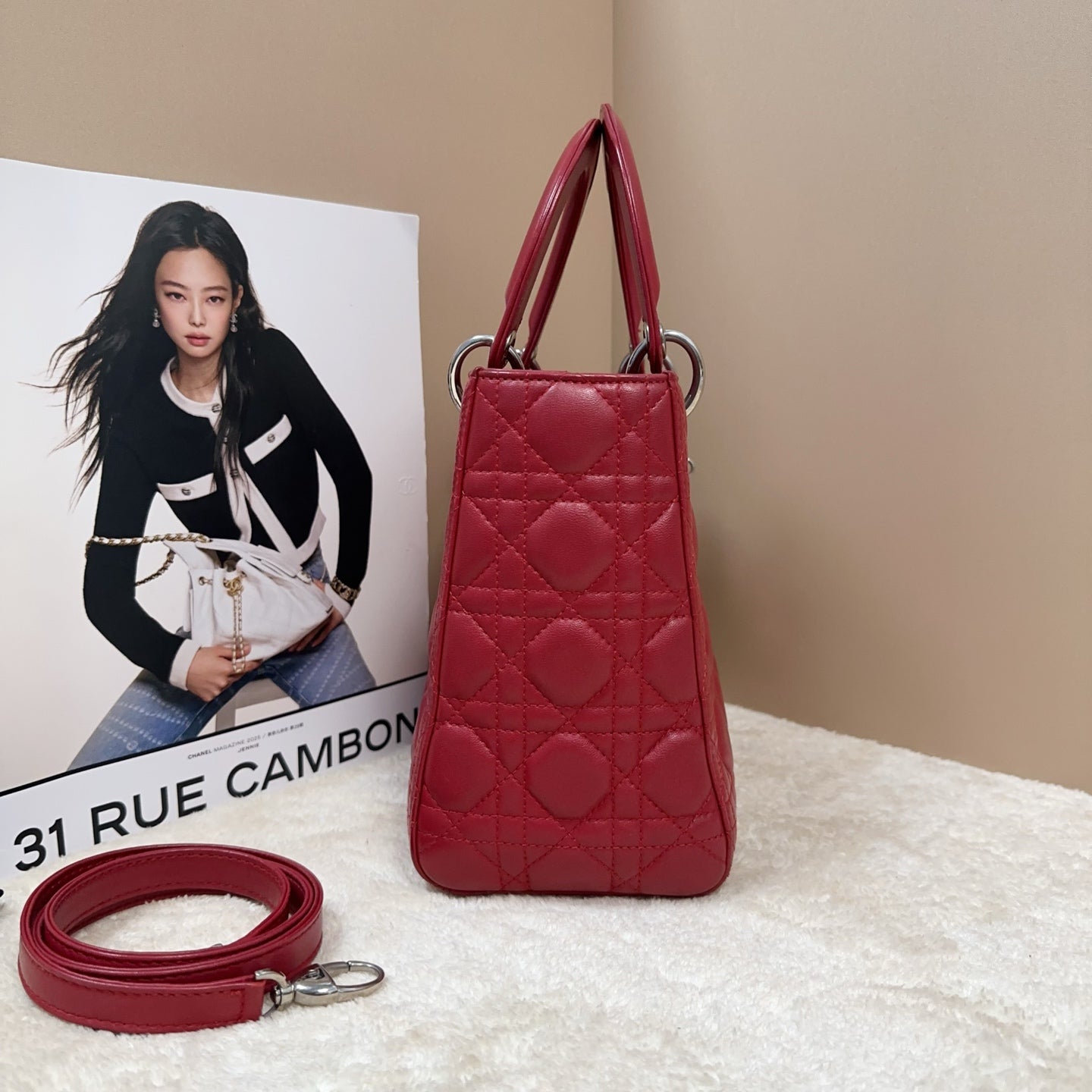 Dior - Lady Dior - Lambskin leather - Red - (Medium)