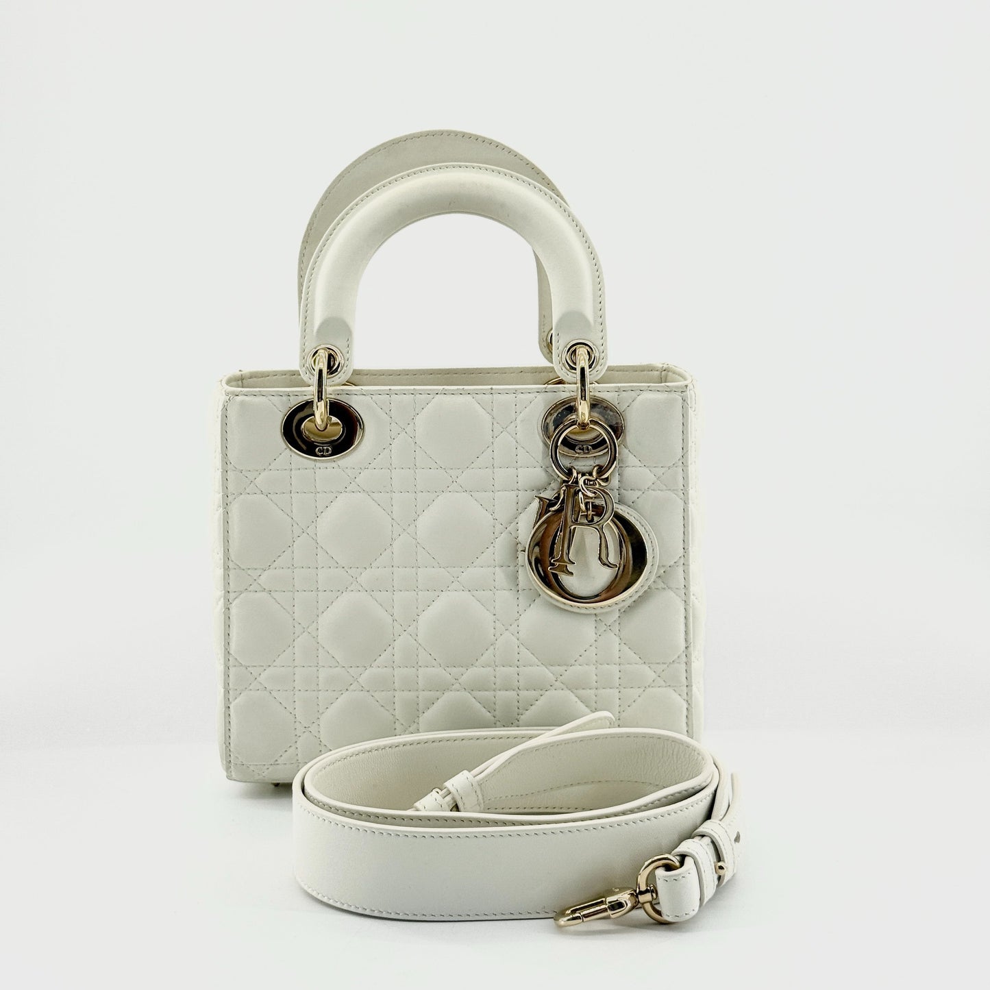 Dior - Lady Dior - Lambskin leather - White - (small)