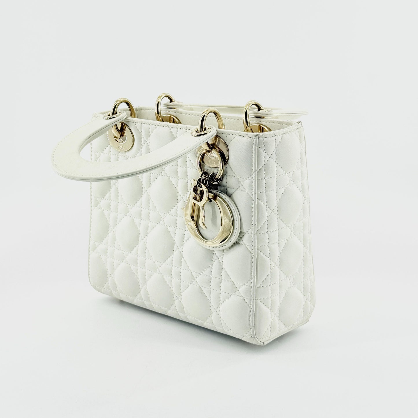 Dior - Lady Dior - Lambskin leather - White - (small)