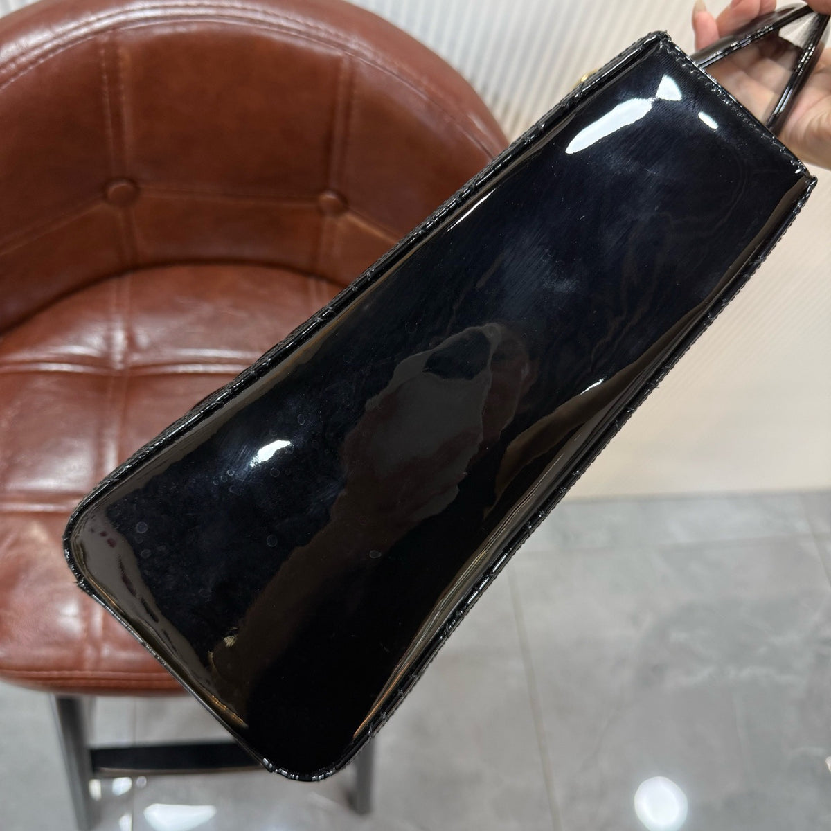 Dior - Lady Dior Large - Patent leather - Black - (large)