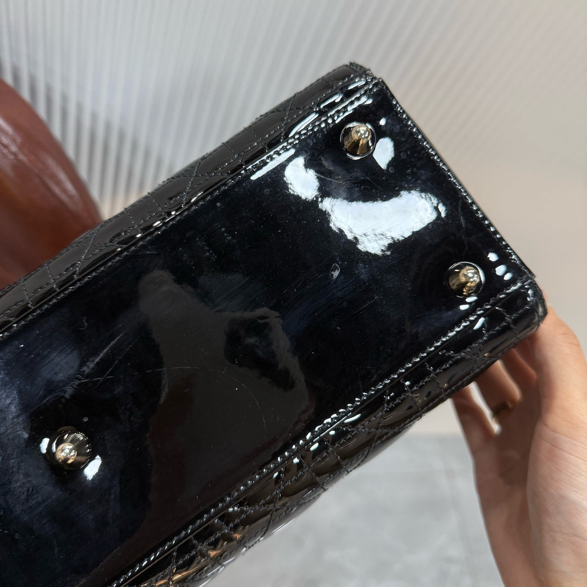 Dior - Lady Dior Large - Patent leather - Black - (large)