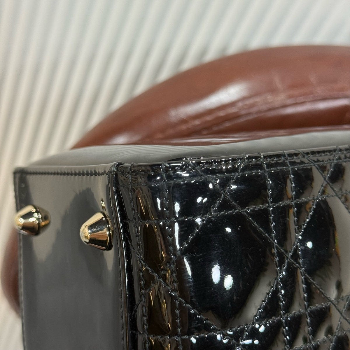 Dior - Lady Dior Large - Patent leather - Black - (large)