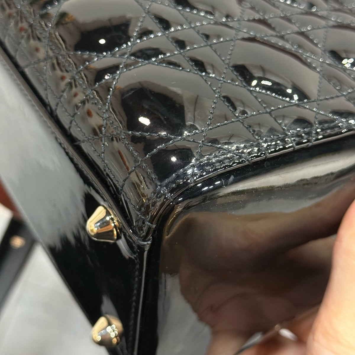 Dior - Lady Dior Large - Patent leather - Black - (large)