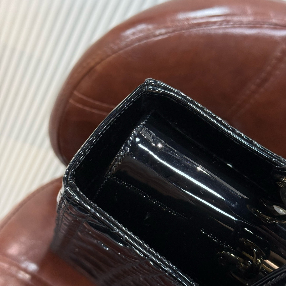 Dior - Lady Dior Large - Patent leather - Black - (large)