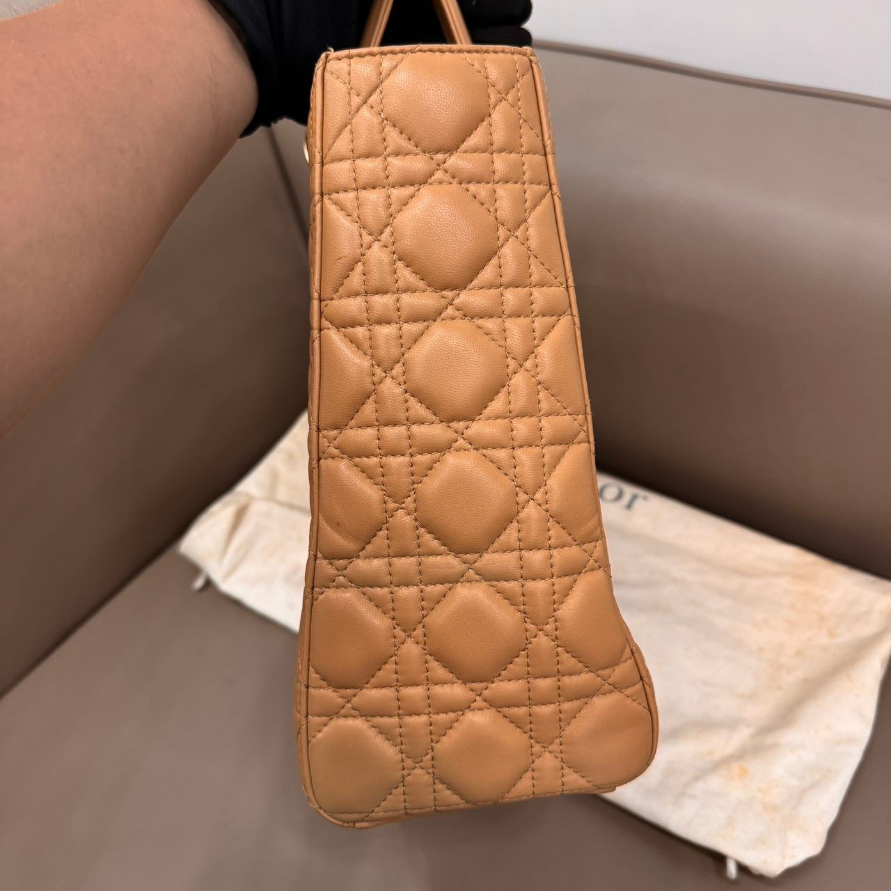 Dior - Lady Dior - Leather - Beige - (large)
