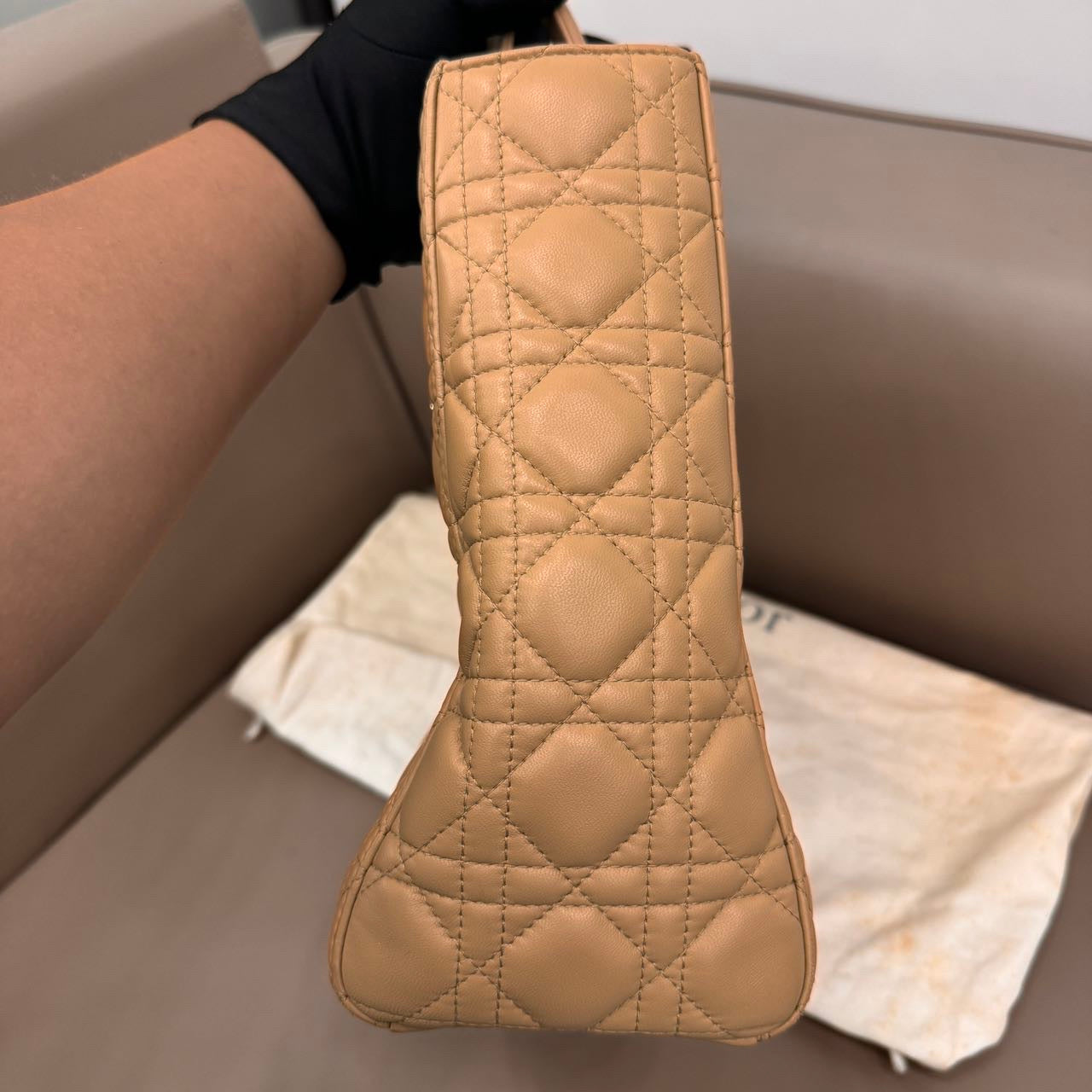 Dior - Lady Dior - Leather - Beige - (large)