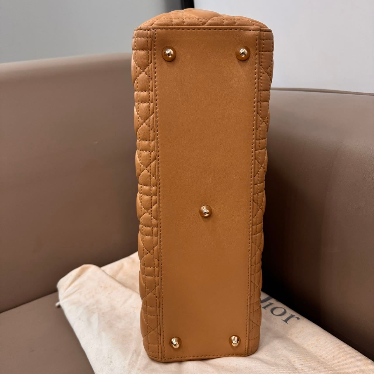 Dior - Lady Dior - Leather - Beige - (large)