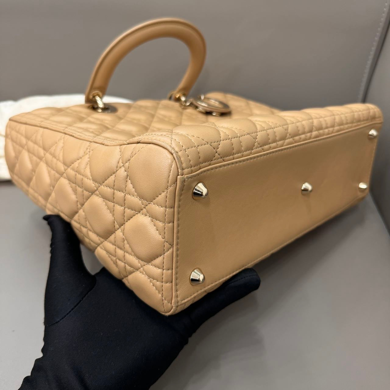 Dior - Lady Dior - Leather - Beige - (large)