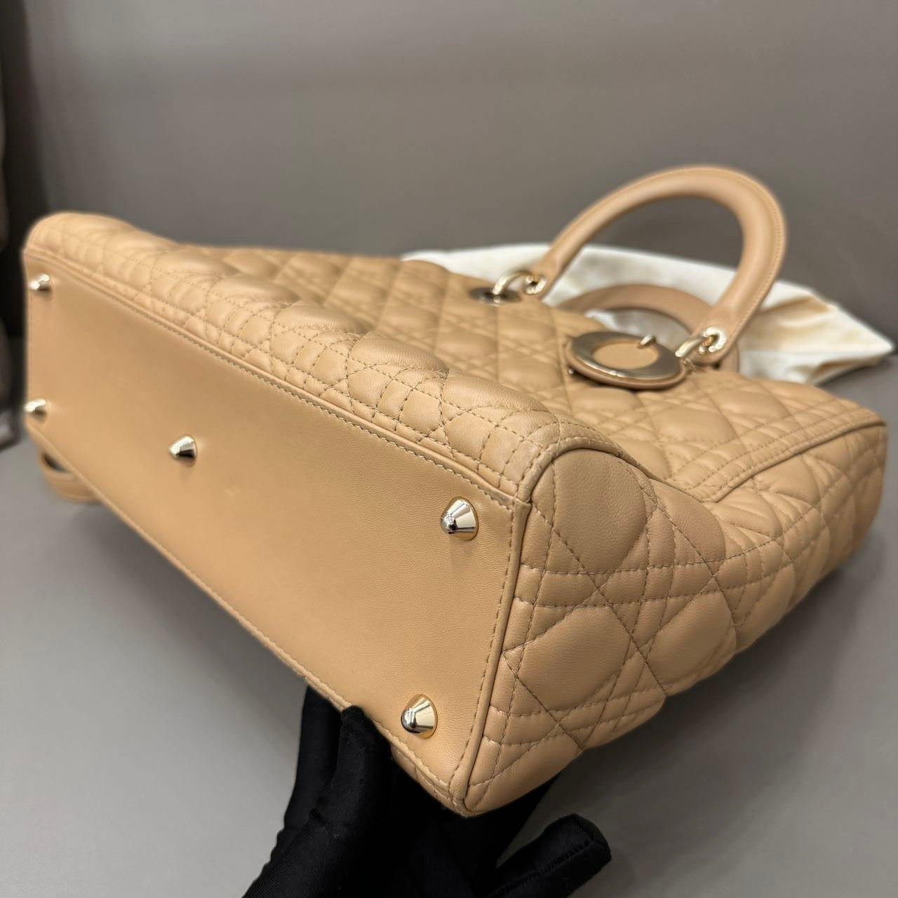 Dior - Lady Dior - Leather - Beige - (large)