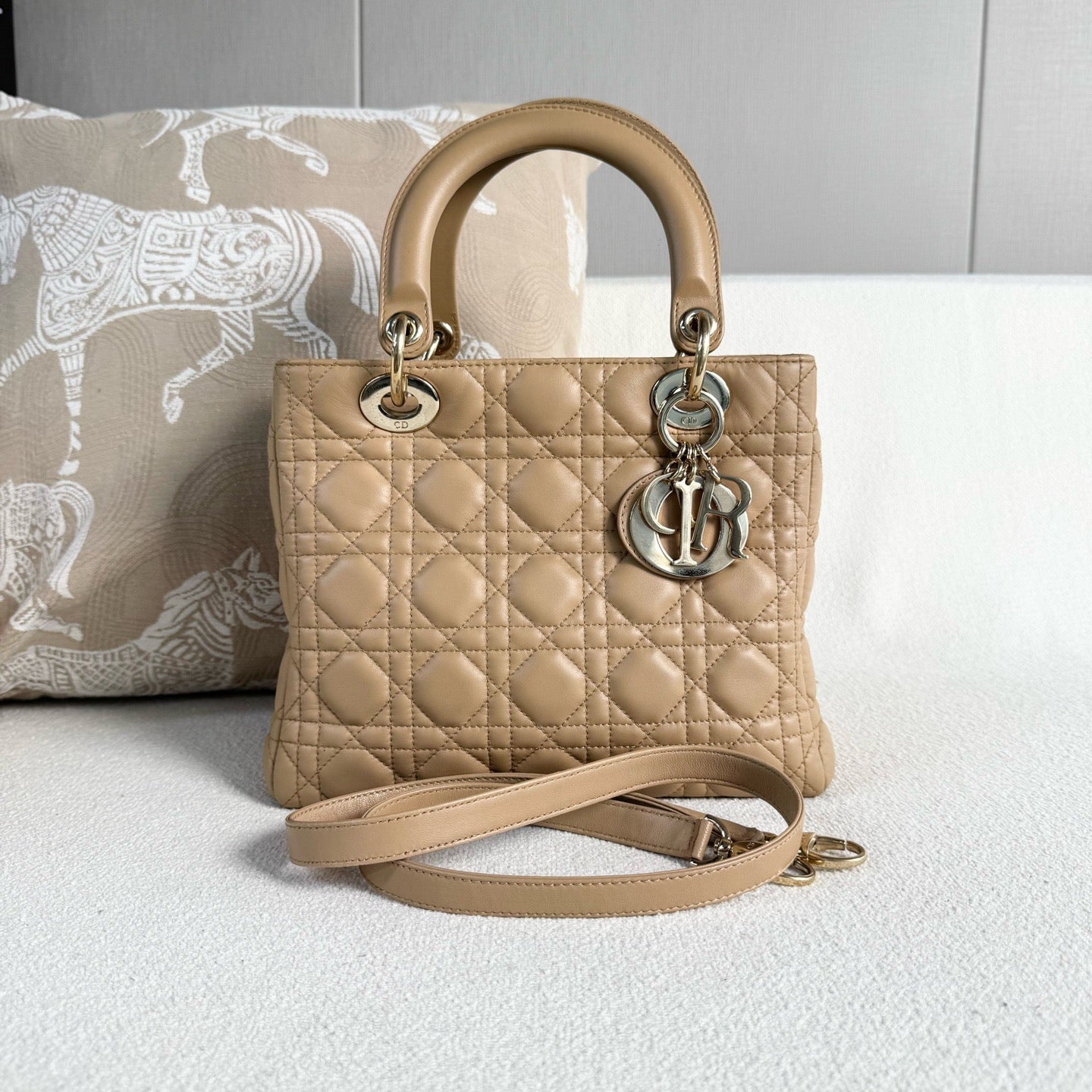 Dior - Lady Dior - Leather - Beige - (medium)