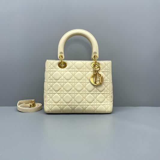 Dior - Lady Dior - Leather - Beige - (medium)