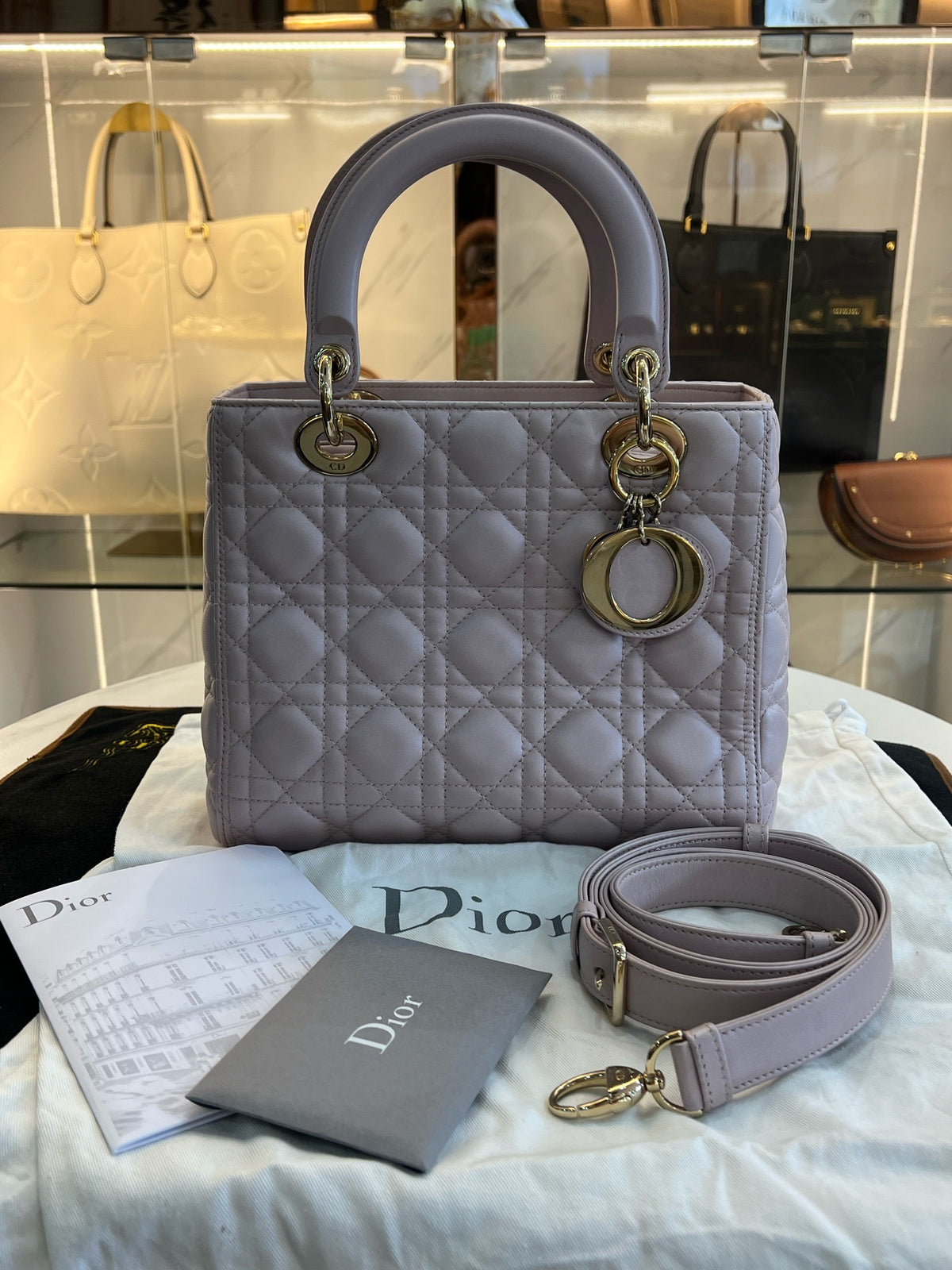 Dior - Lady Dior - Leather - Beige - (medium)