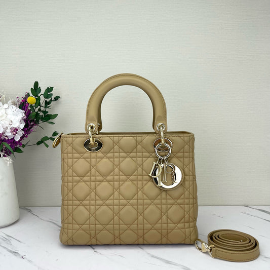 Dior - Lady Dior - Leather - Beige - (medium)