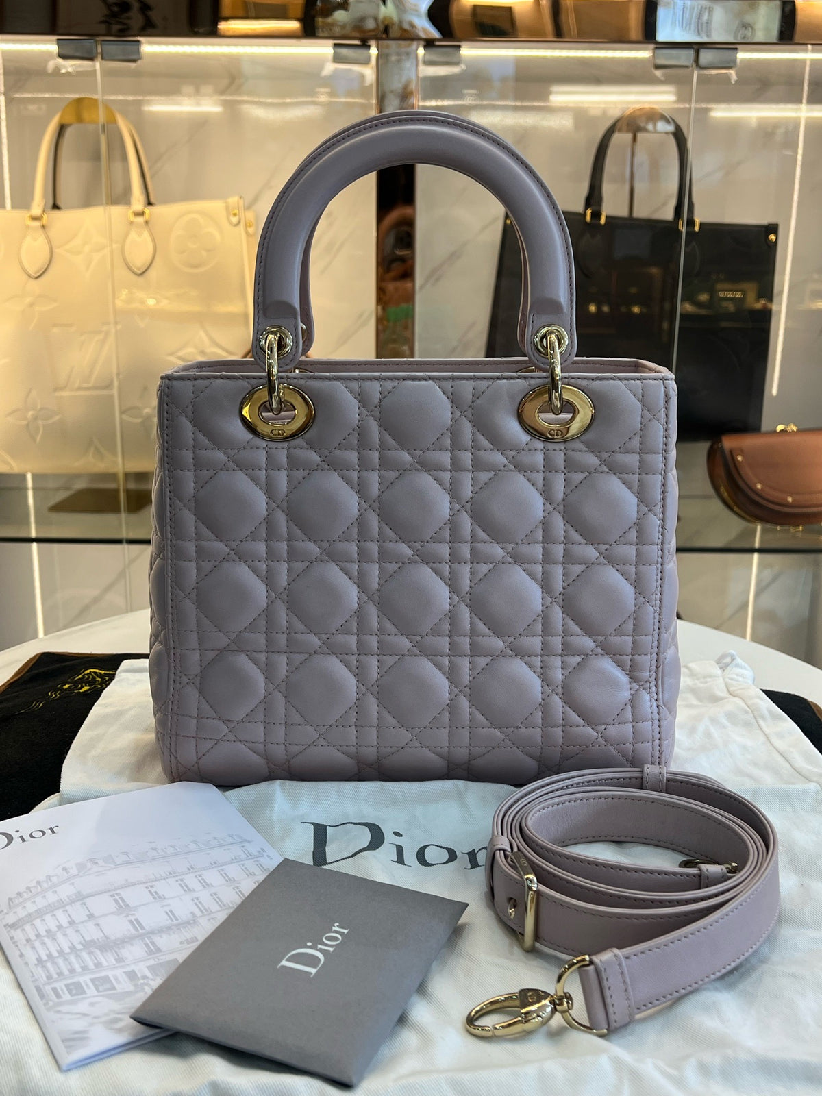 Dior - Lady Dior - Leather - Beige - (medium)