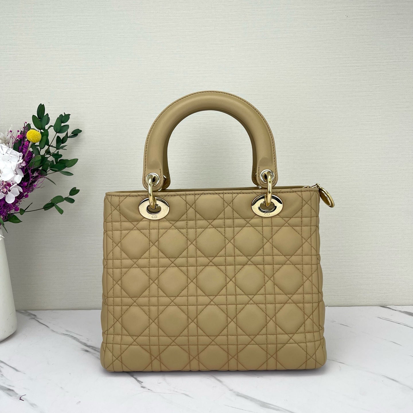 Dior - Lady Dior - Leather - Beige - (medium)