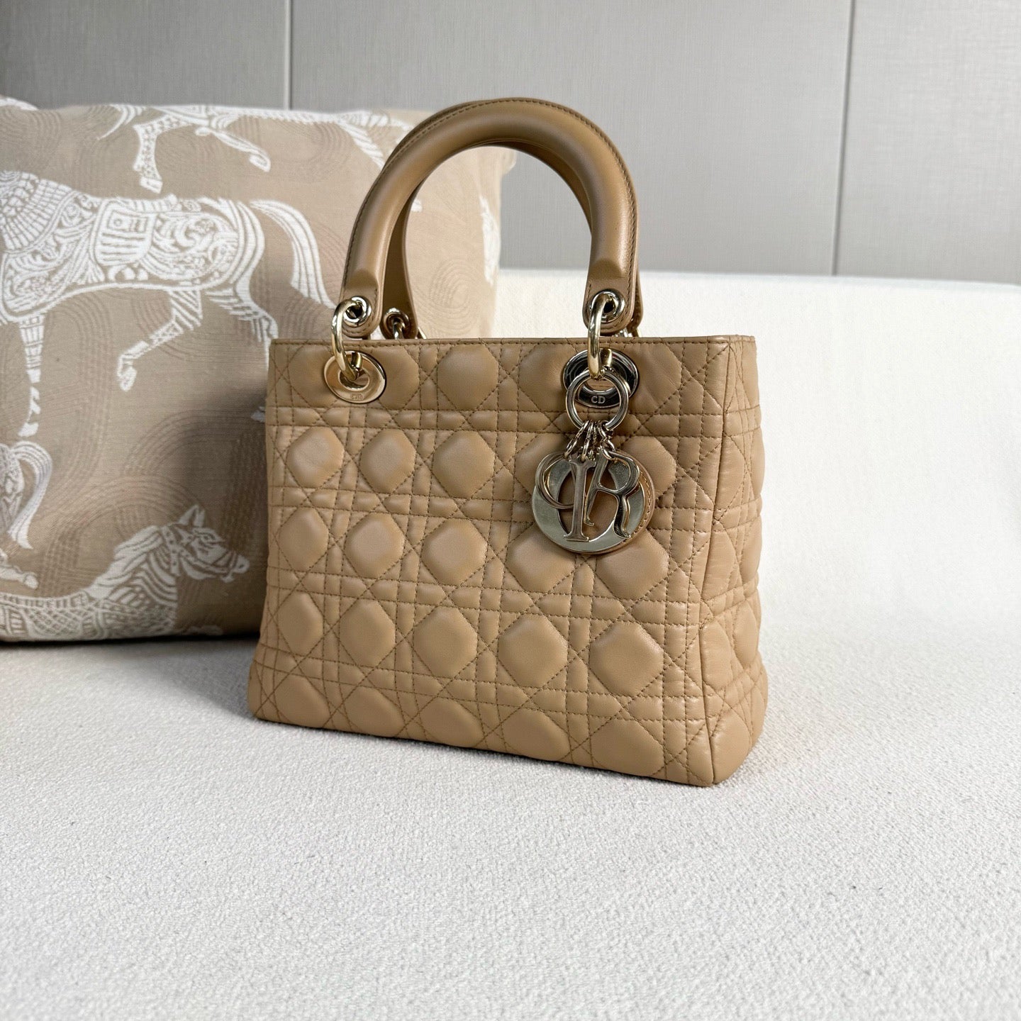 Dior - Lady Dior - Leather - Beige - (medium)