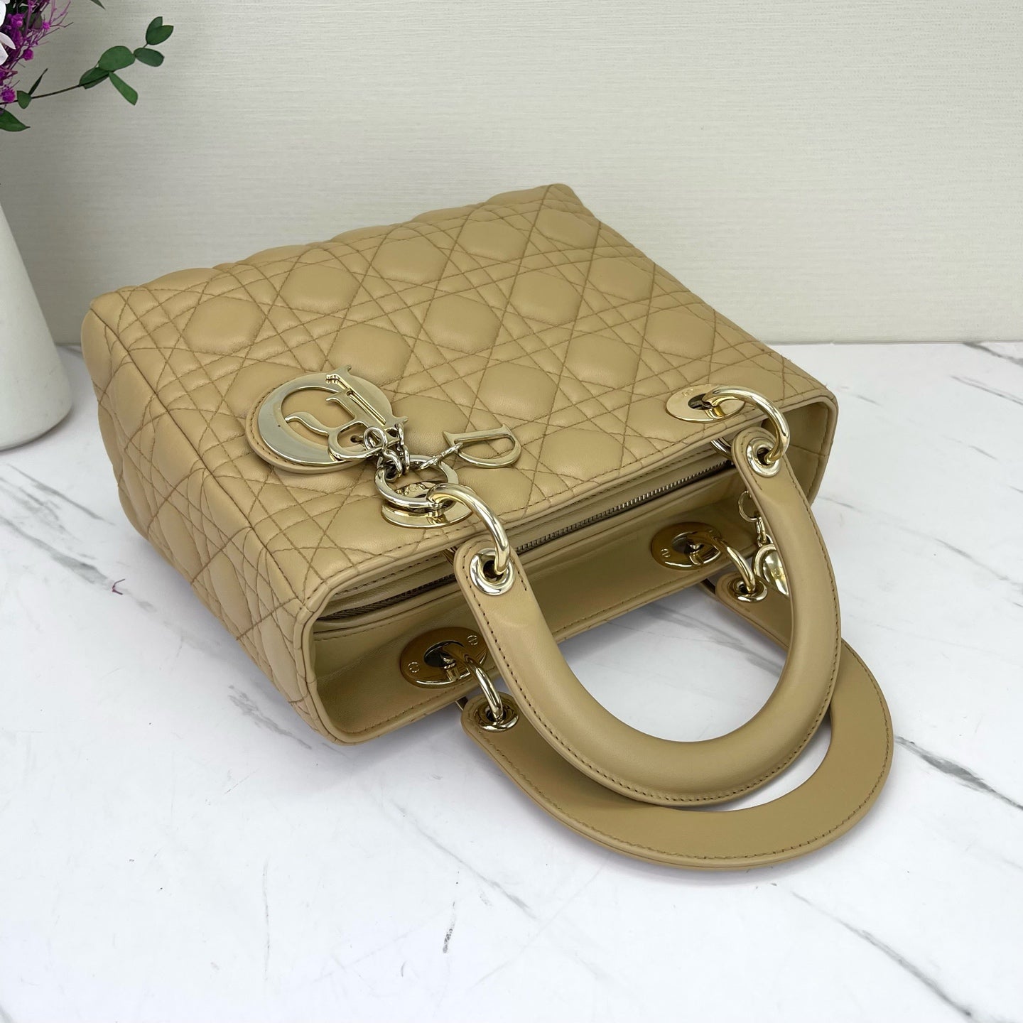 Dior - Lady Dior - Leather - Beige - (medium)