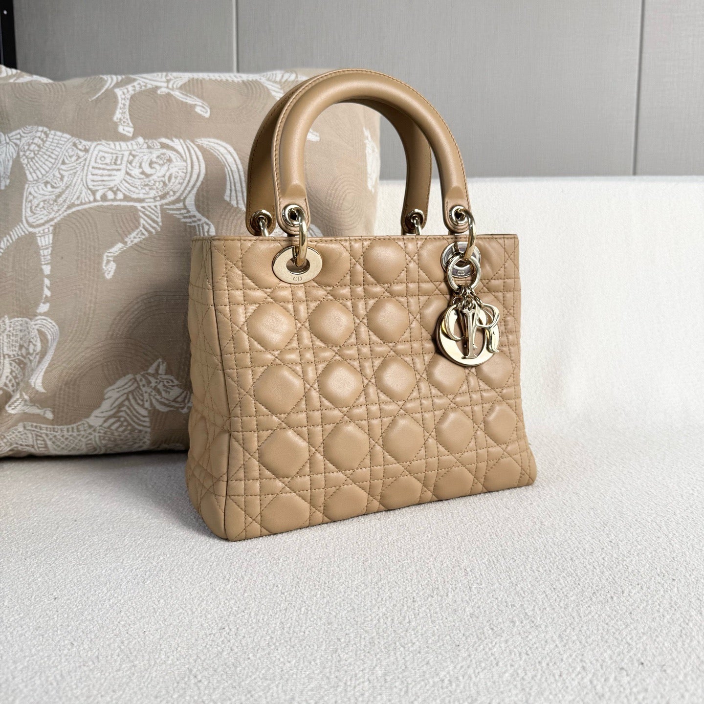 Dior - Lady Dior - Leather - Beige - (medium)