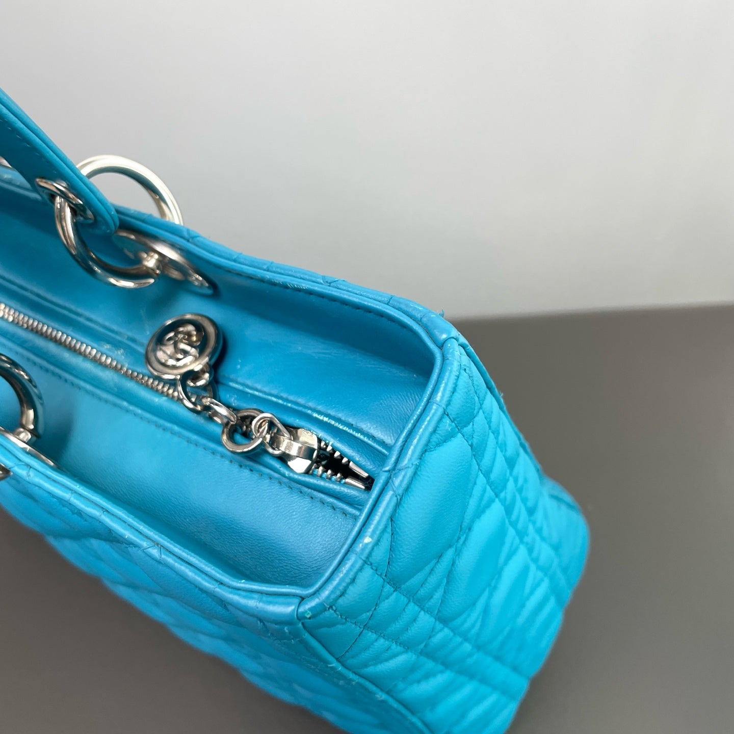 Dior - Lady Dior - Leather - Blue - (large)