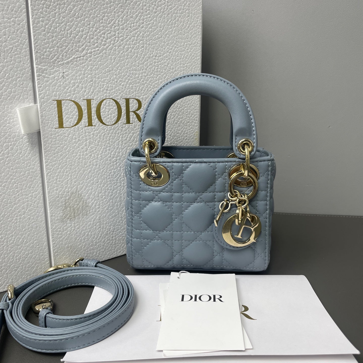 Dior - Lady Dior - Leather - Blue - (mini)