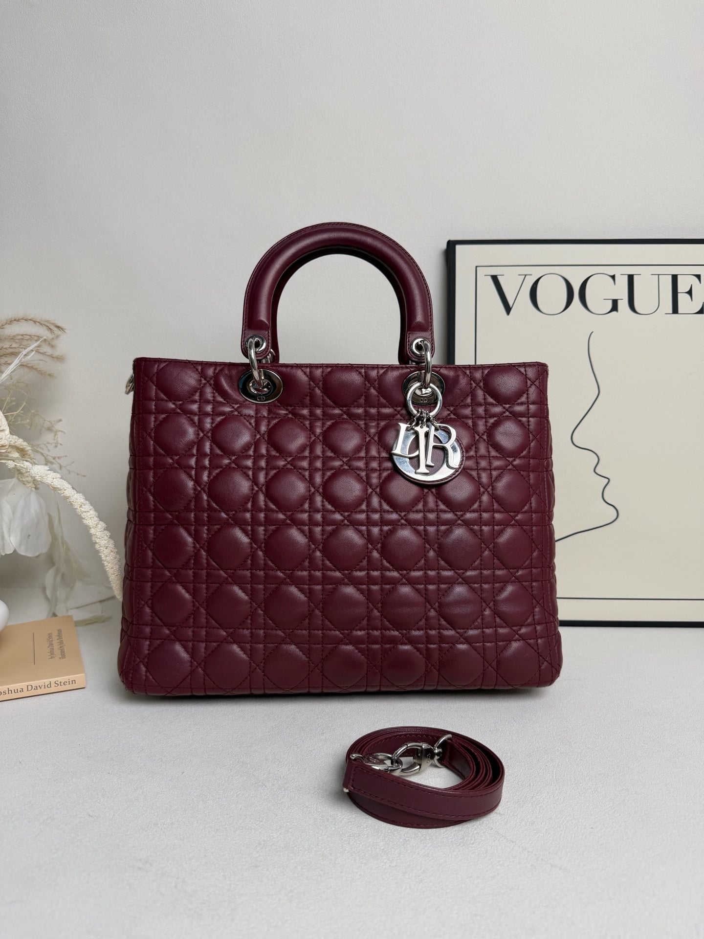 Dior - Lady Dior - Leather - Burgundy - (medium)