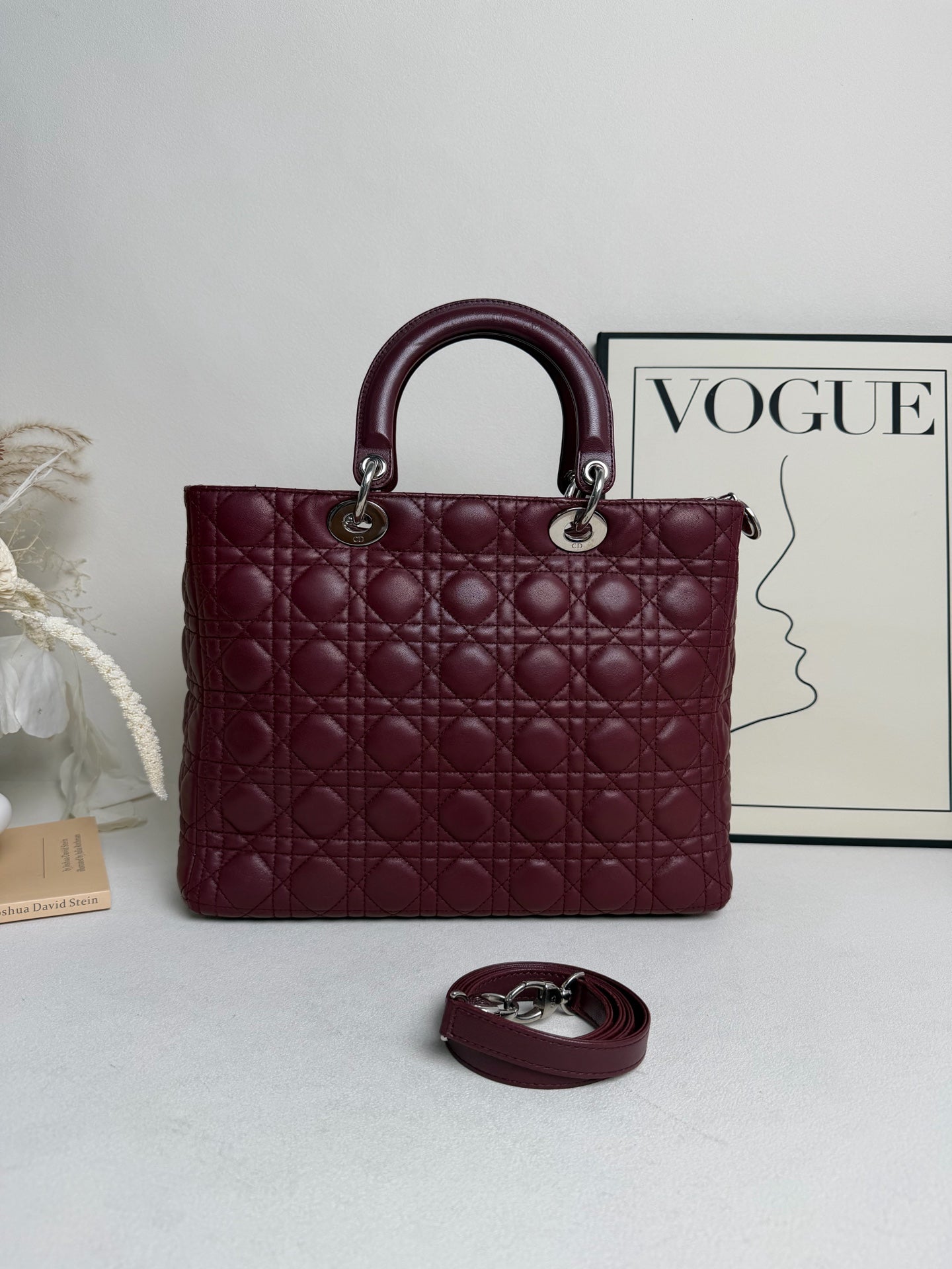 Dior - Lady Dior - Leather - Burgundy - (medium)