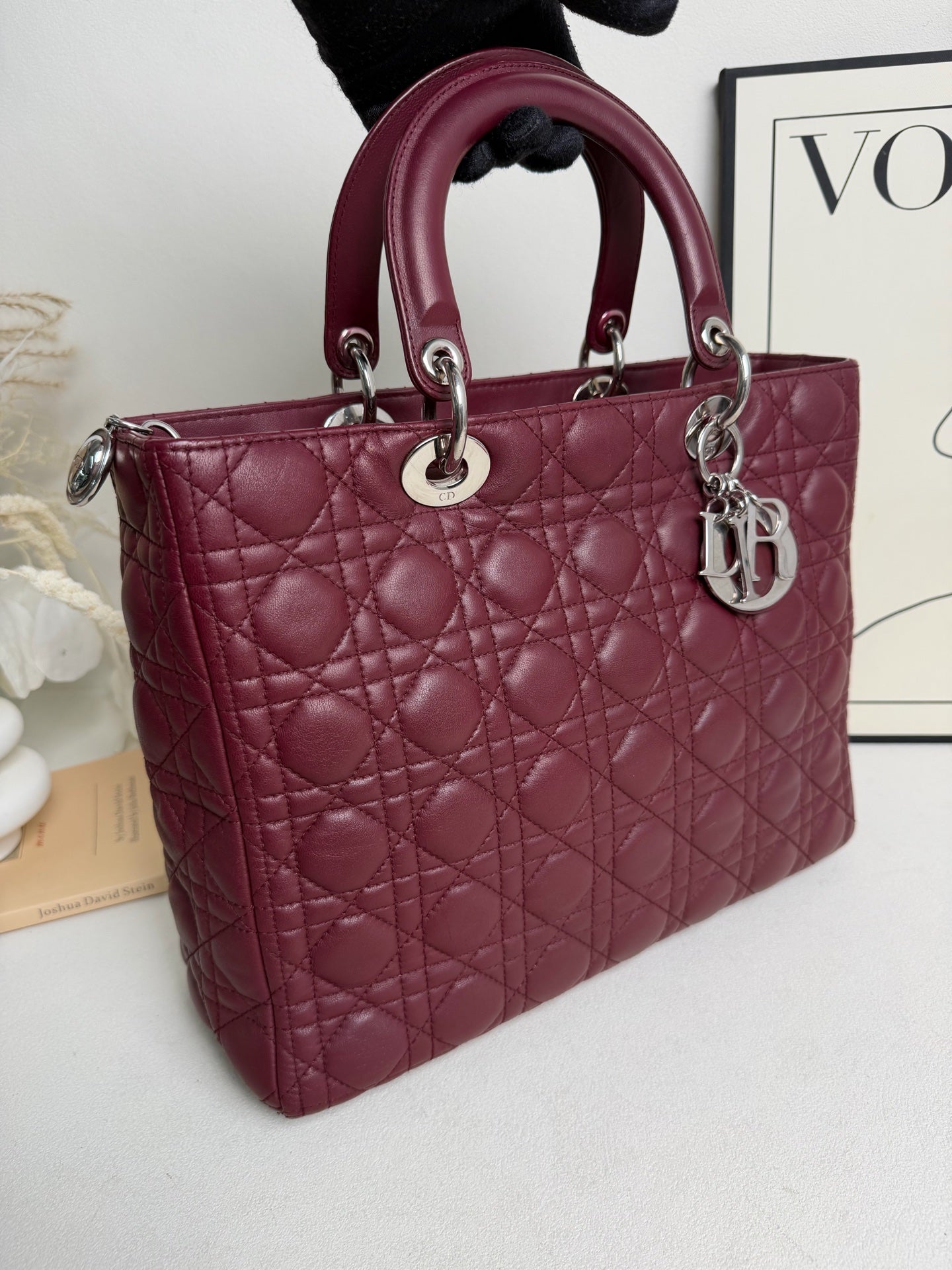 Dior - Lady Dior - Leather - Burgundy - (medium)