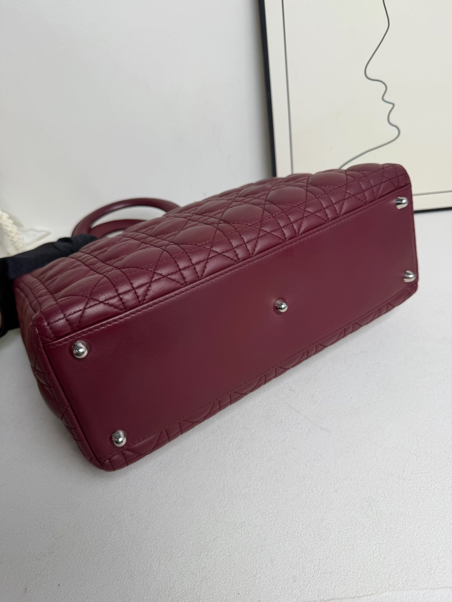 Dior - Lady Dior - Leather - Burgundy - (medium)
