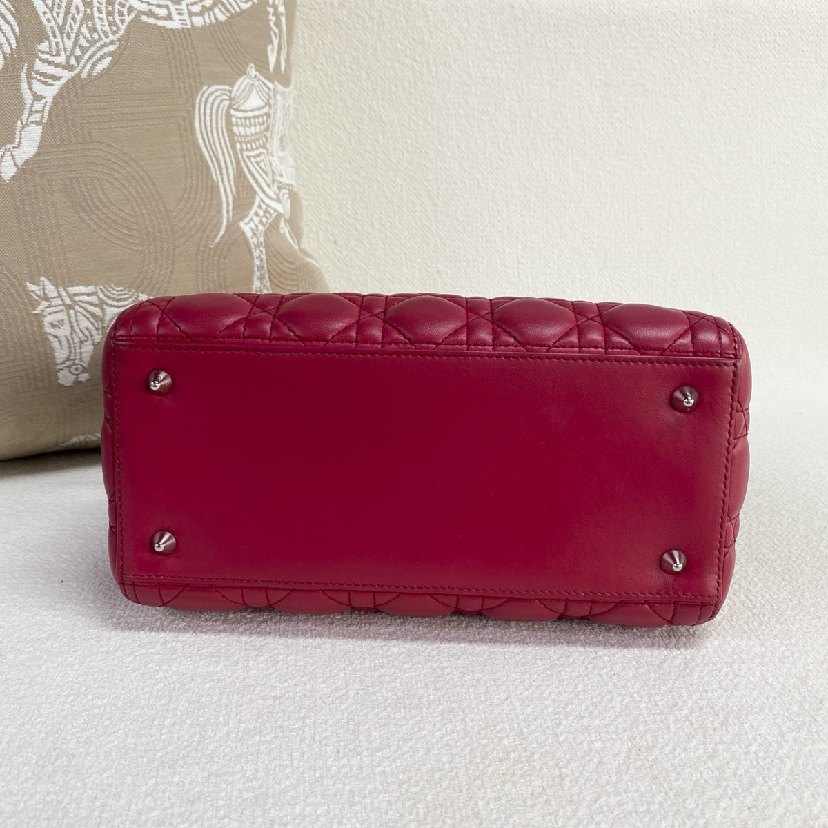 Dior - Lady Dior - Leather - Burgundy - (medium)