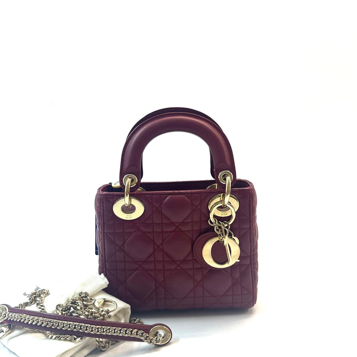Dior - Lady Dior - Leather - Burgundy - (mini)