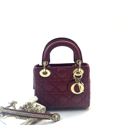 Dior - Lady Dior - Leather - Burgundy - (mini)