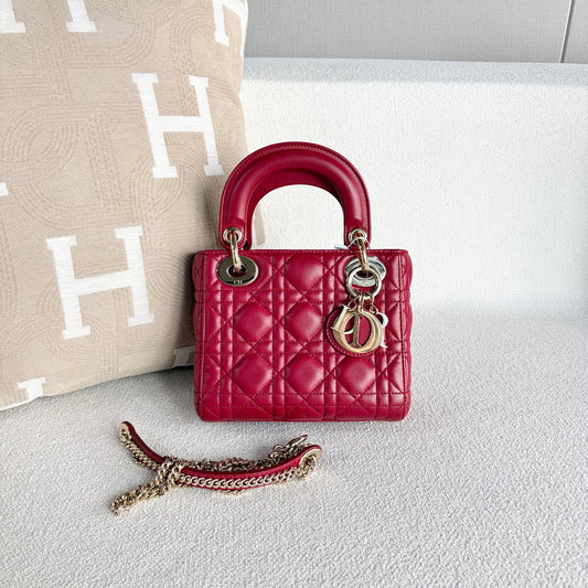 Dior - Lady Dior - Leather - Burgundy - (mini)
