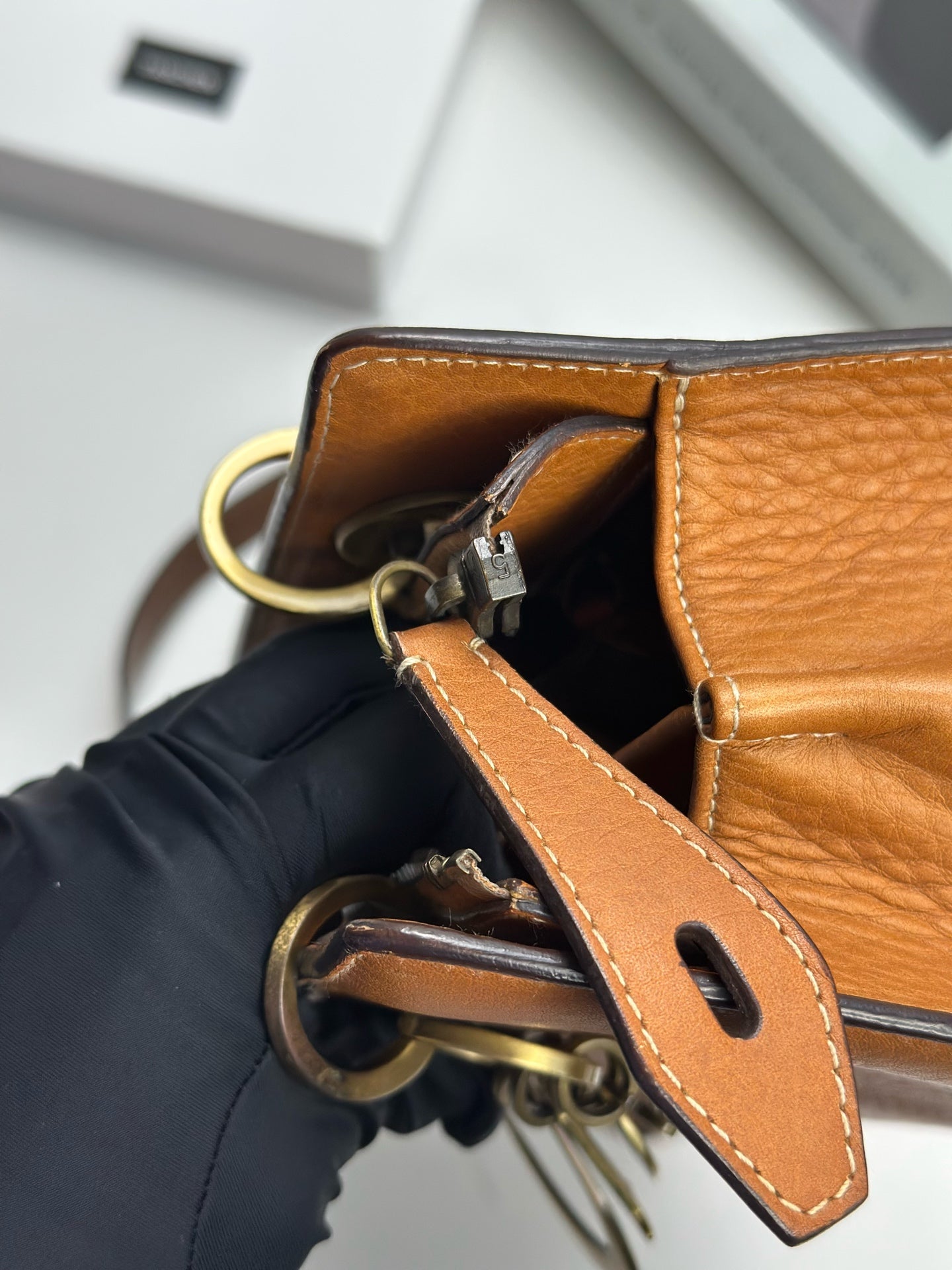 Dior - Lady Dior - Leather - Camel - (small)