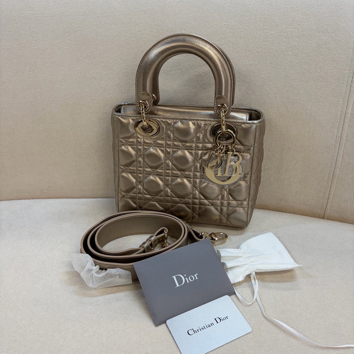 Dior - Lady Dior - Leather - Gold - (small)