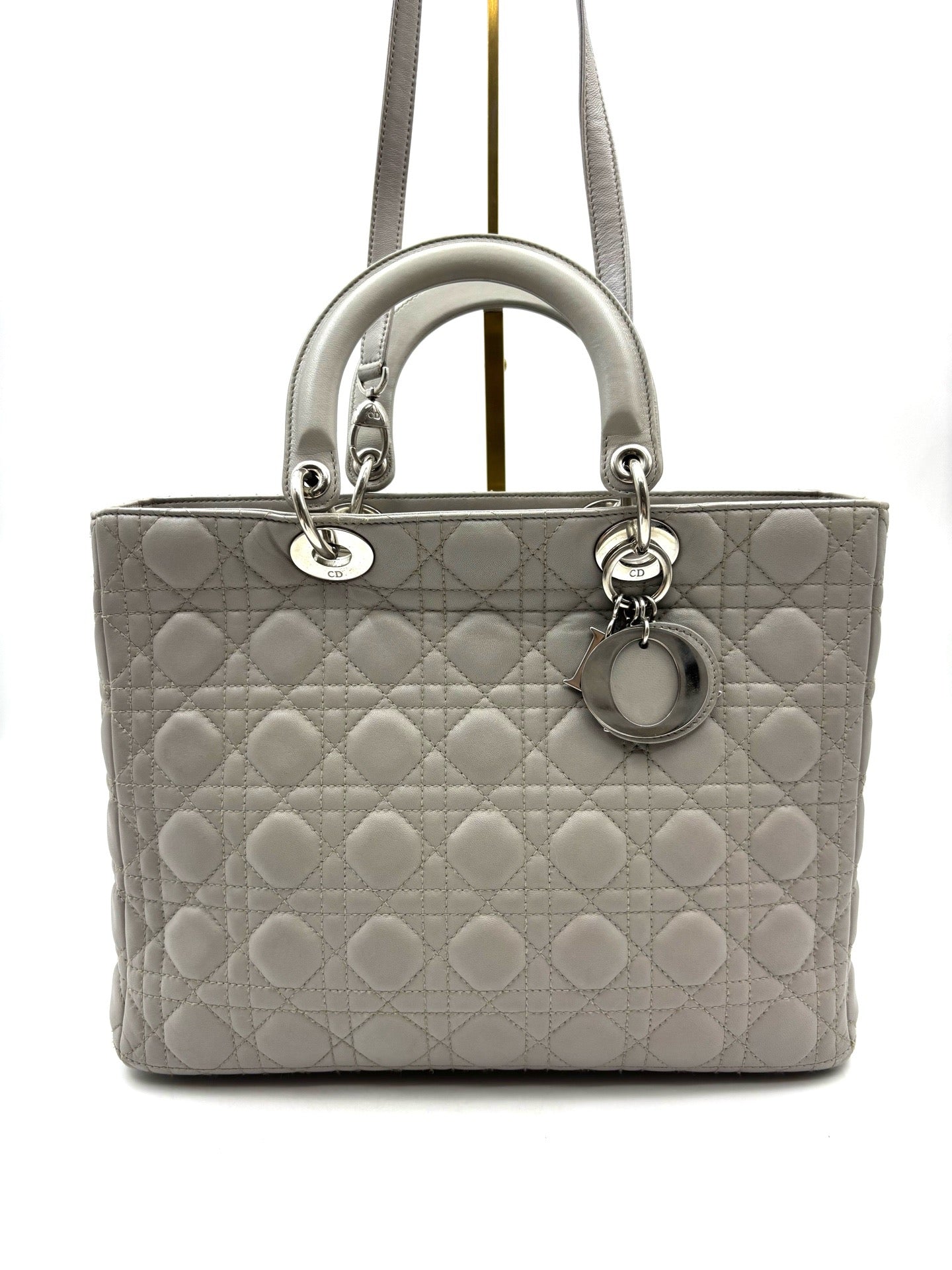 Dior - Lady Dior - Leather - Grey - (large)