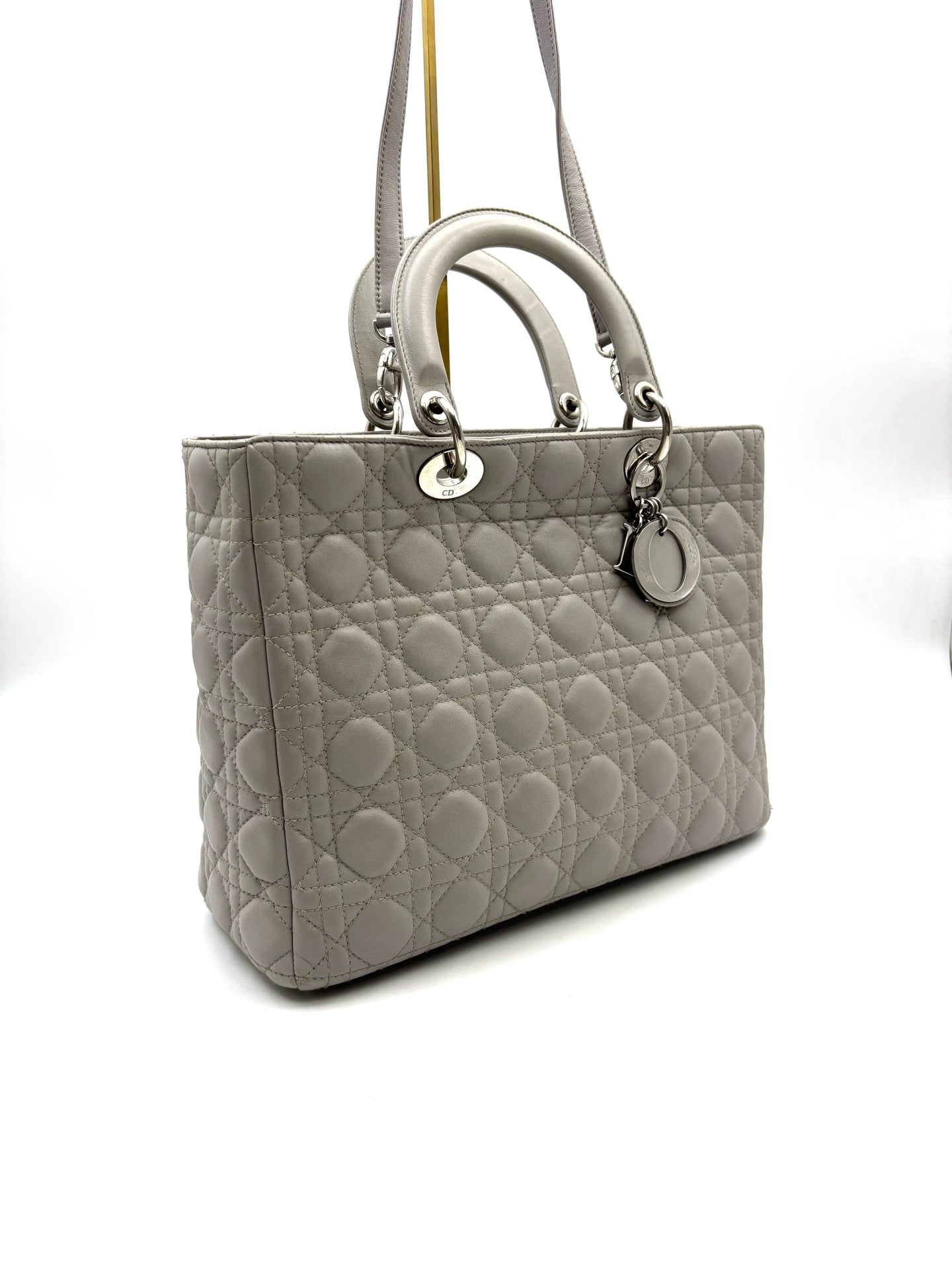 Dior - Lady Dior - Leather - Grey - (large)