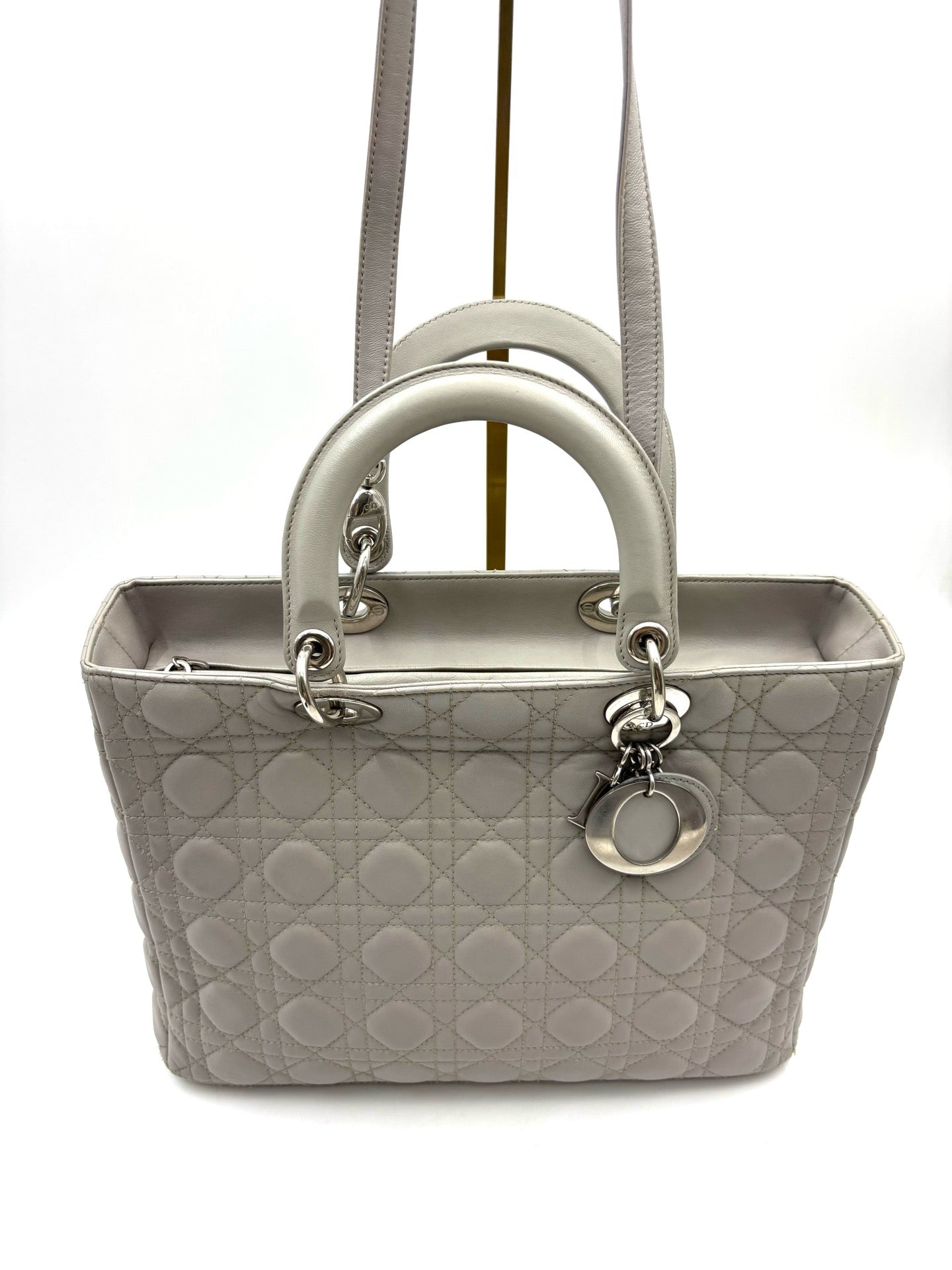 Dior - Lady Dior - Leather - Grey - (large)