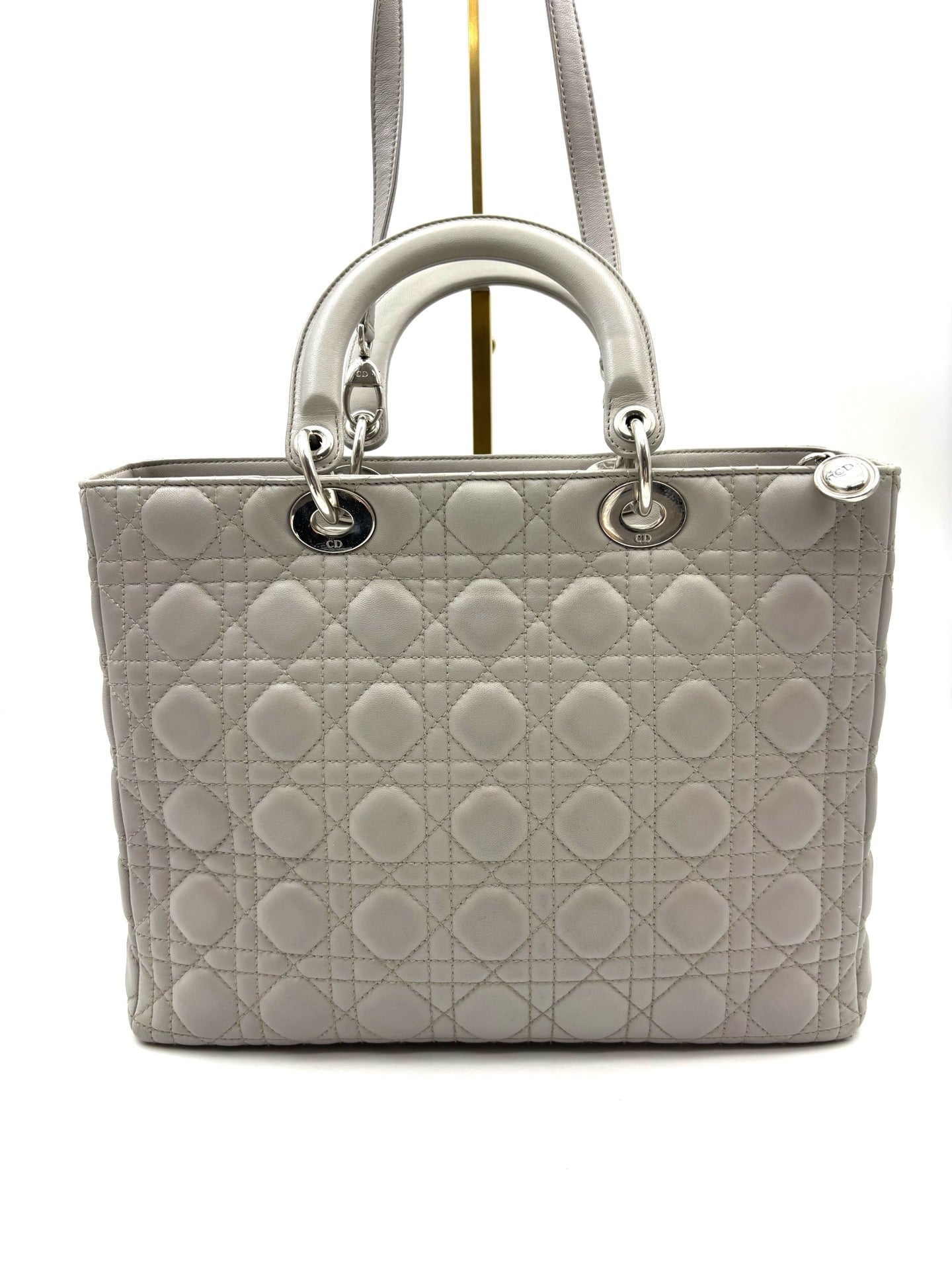 Dior - Lady Dior - Leather - Grey - (large)