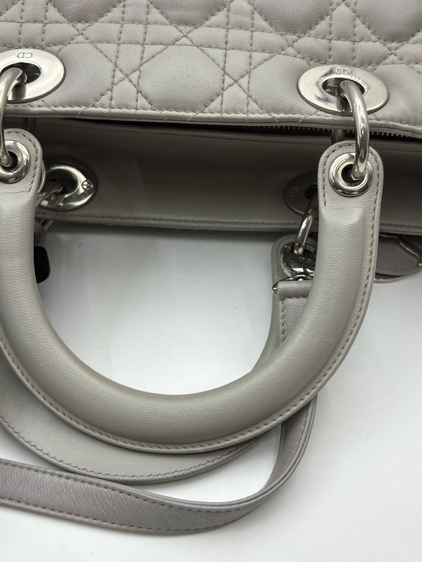 Dior - Lady Dior - Leather - Grey - (large)