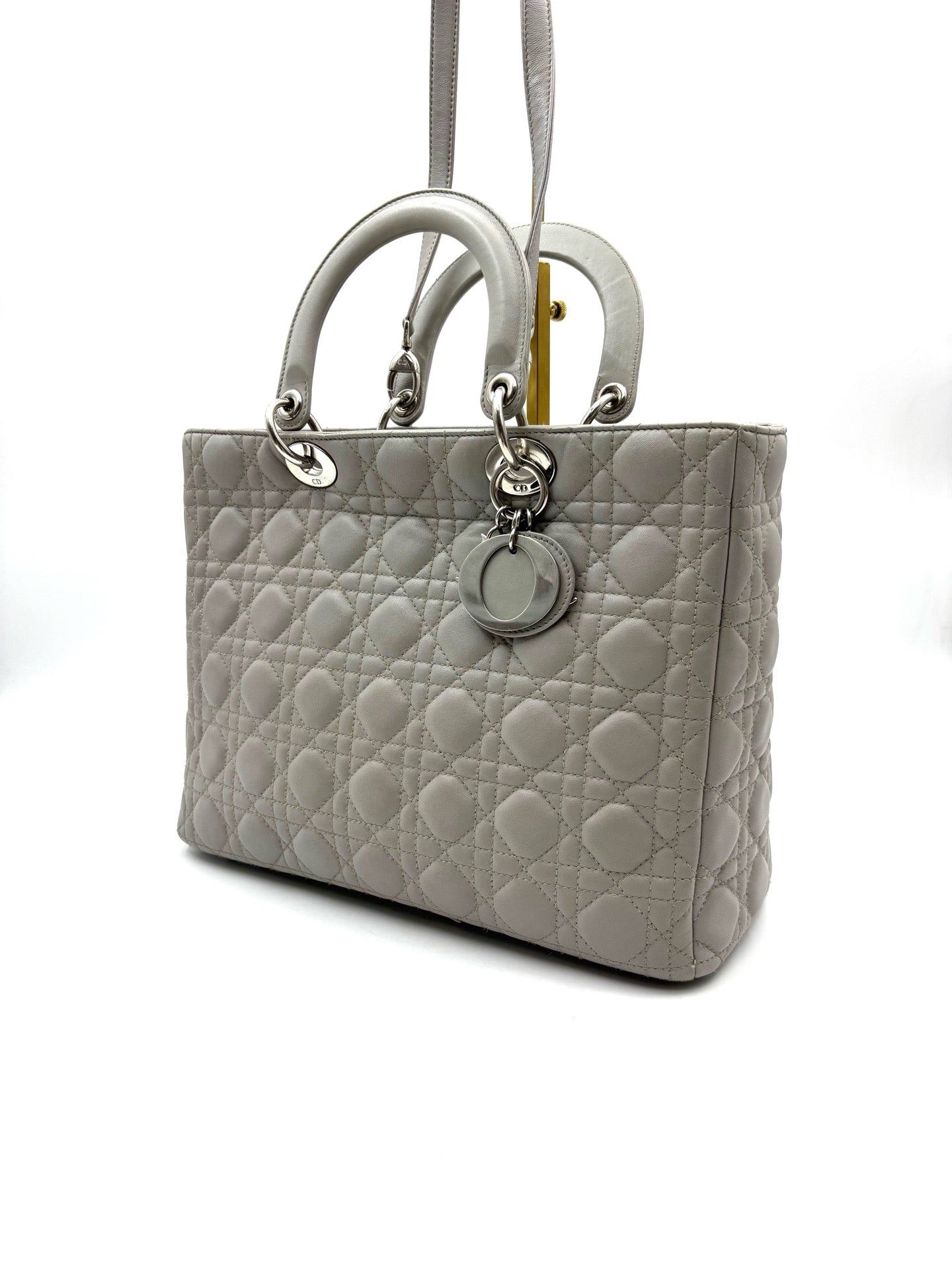 Dior - Lady Dior - Leather - Grey - (large)