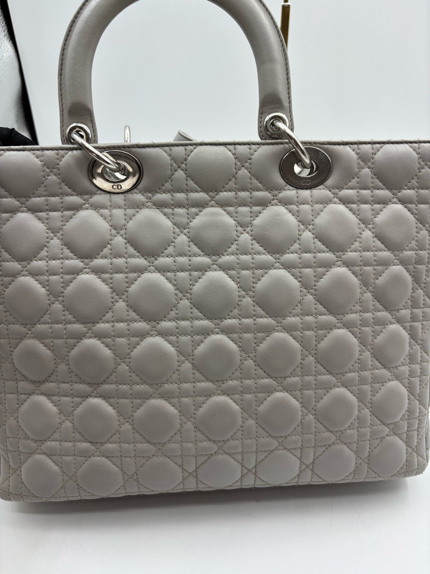 Dior - Lady Dior - Leather - Grey - (large)