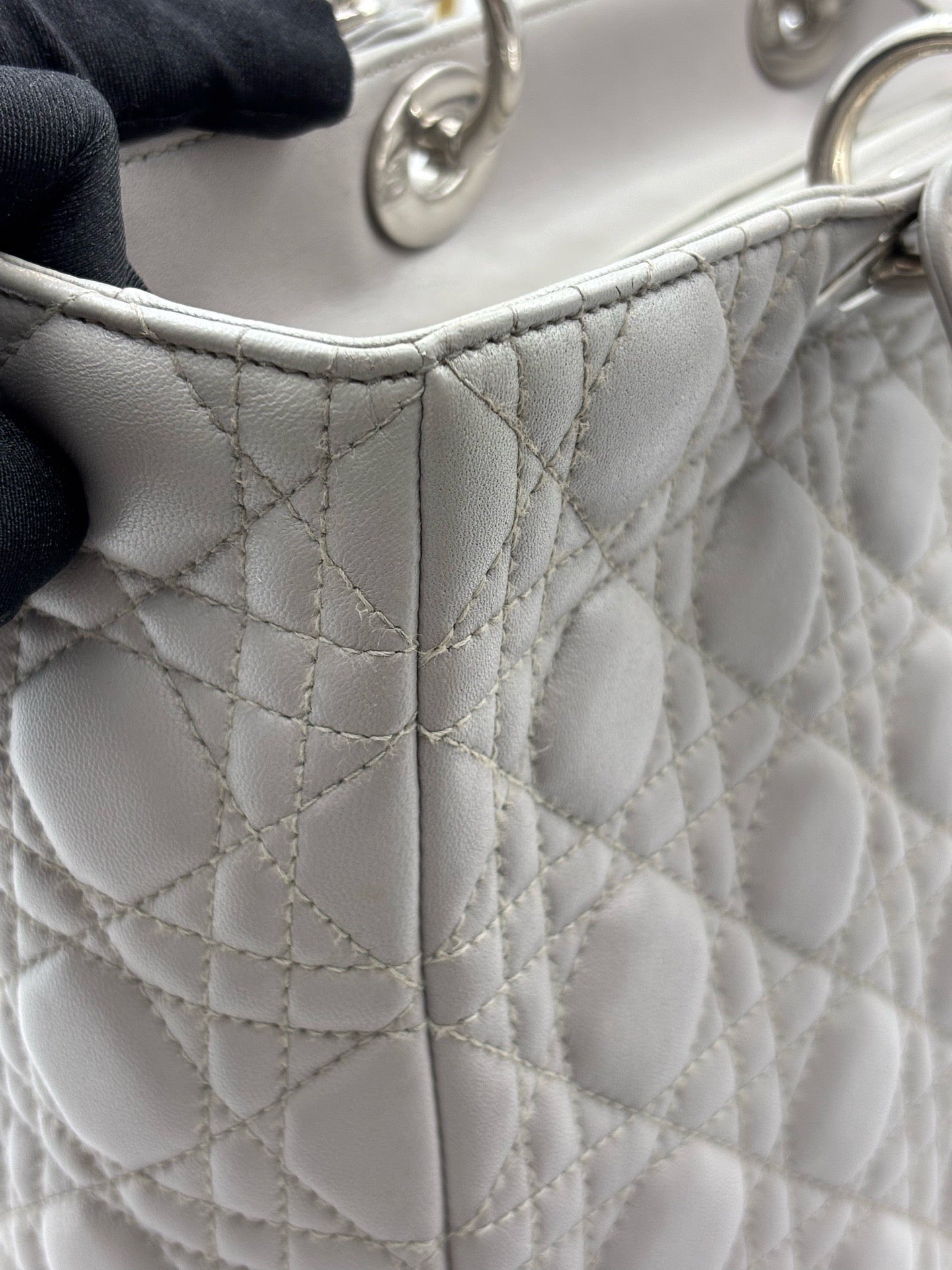 Dior - Lady Dior - Leather - Grey - (large)